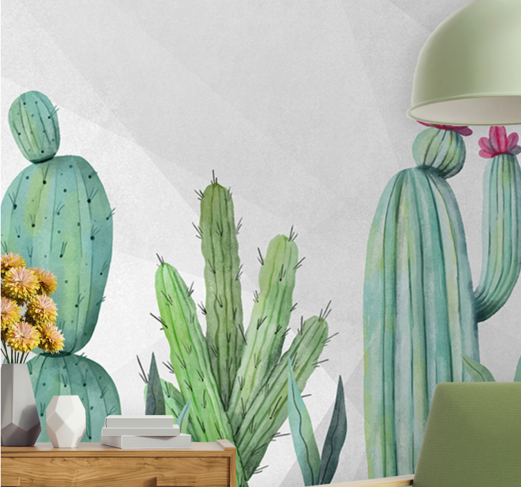 Wall mural nature cactus floral pattern - TenStickers