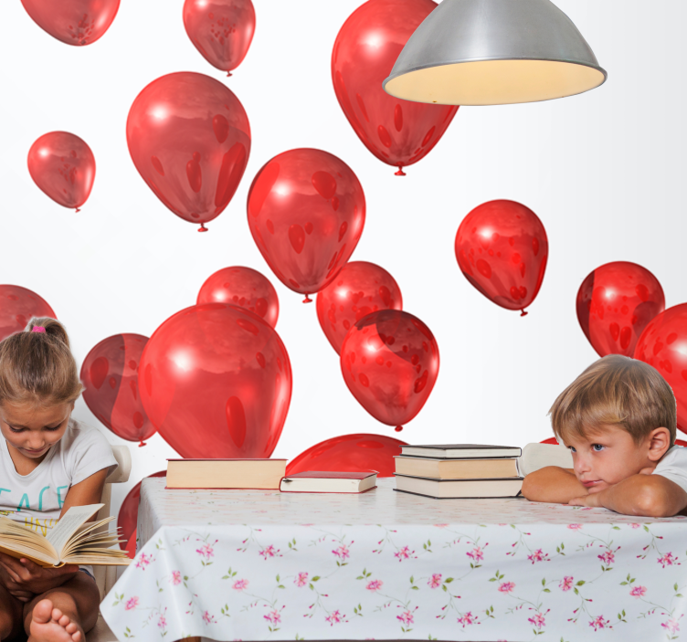 Romantic wall mural festive red balloons - TenStickers