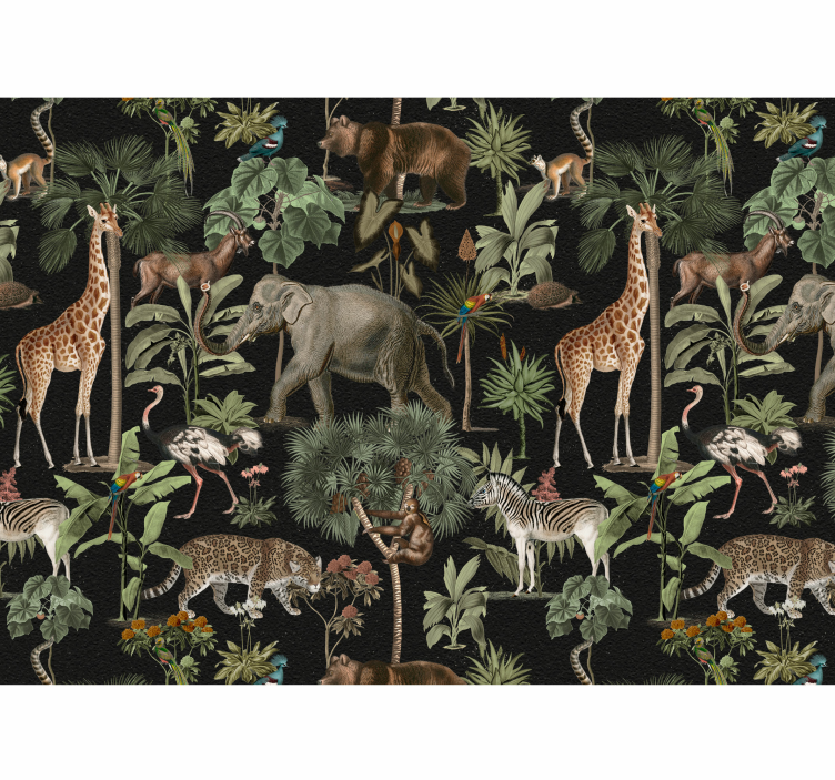 Wall mural master bedroom jungle wildlife safari - TenStickers