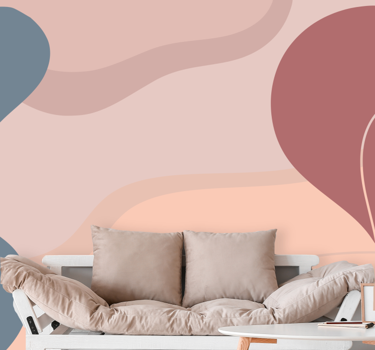 Abstract wall mural curved shape layering - TenStickers