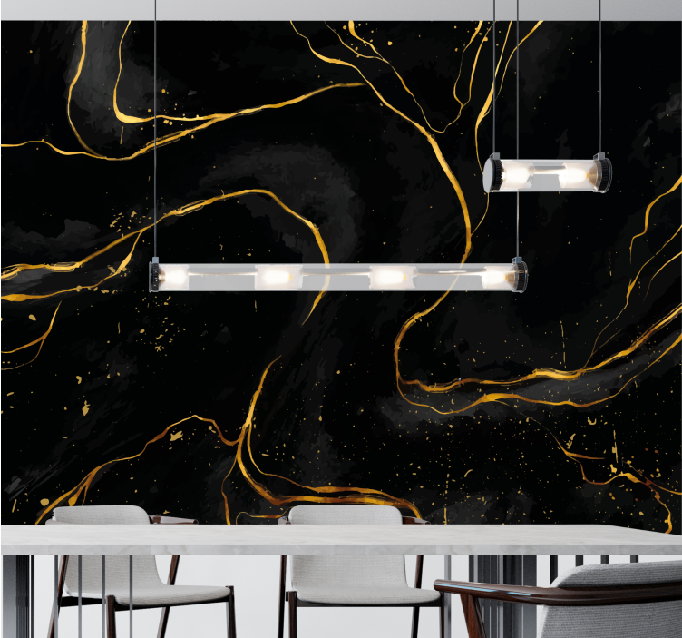 Abstract wall mural elegant gold lines - TenStickers