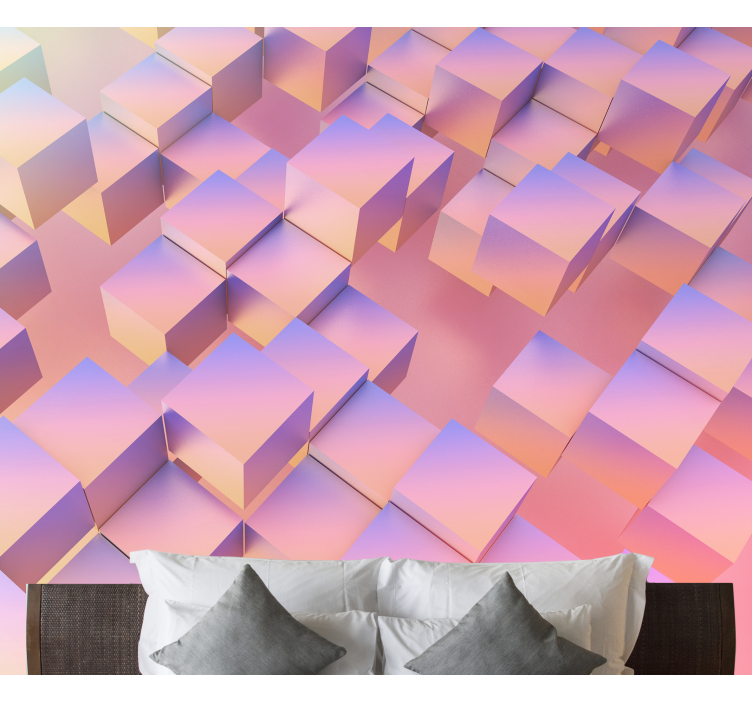 Abstract wall mural floating cube design - TenStickers