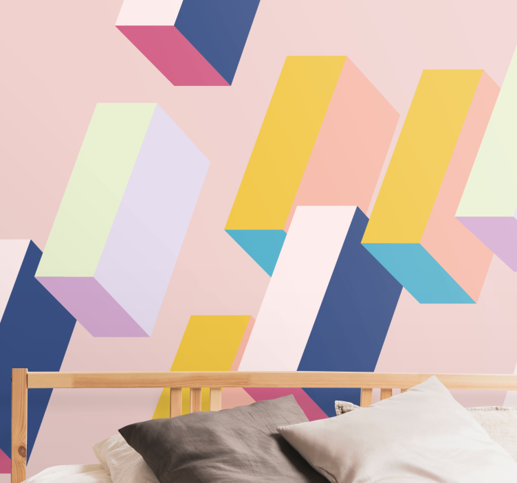 Abstract wall mural geometric block design - TenStickers