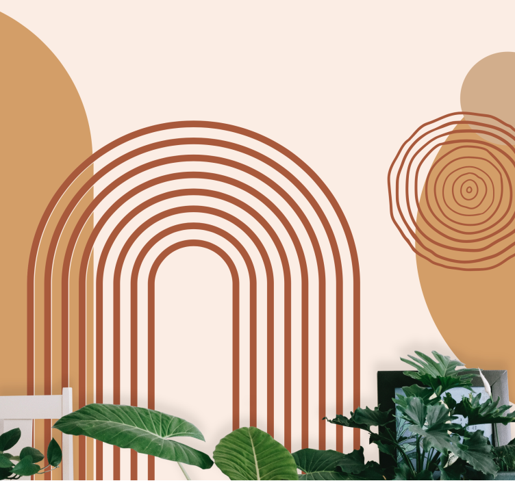 Abstract wall mural geometric curved lines - TenStickers