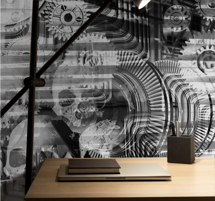 Abstract wall mural mechanical skull designs - TenStickers