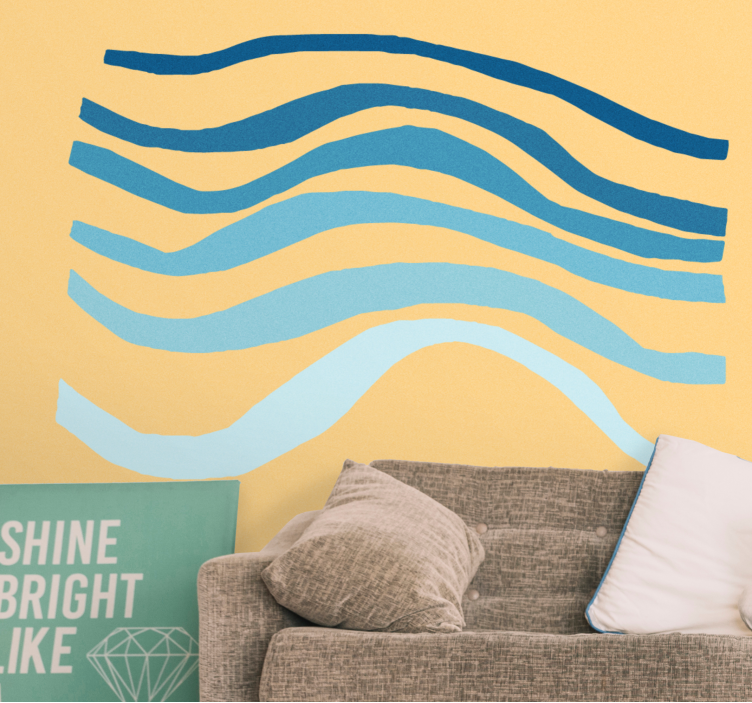 Abstract wall mural wavy lines design - TenStickers