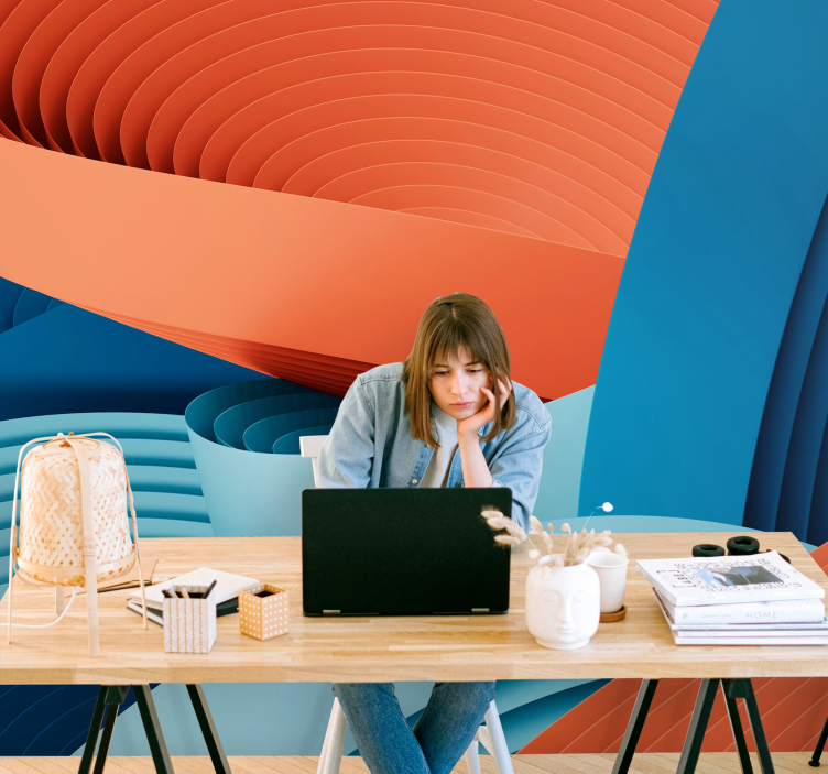 Abstract wall mural with dynamic paper layers - TenStickers