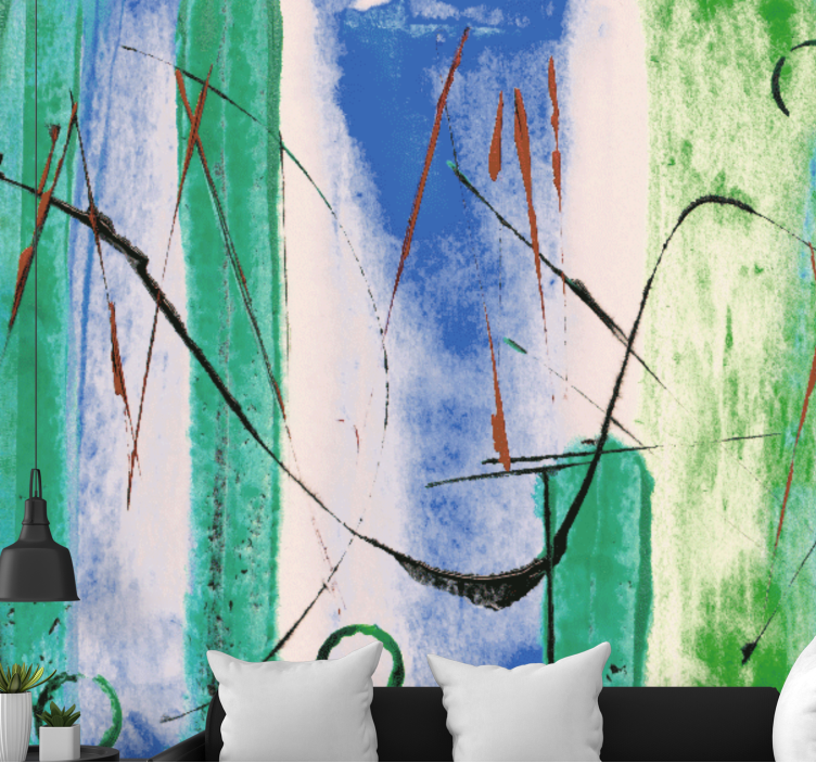 Abstract wall mural with energetic line designs - TenStickers