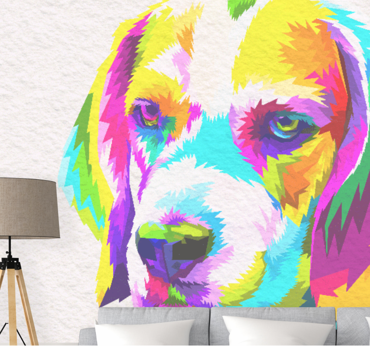 Animals wall mural colorful dog portrait - TenStickers