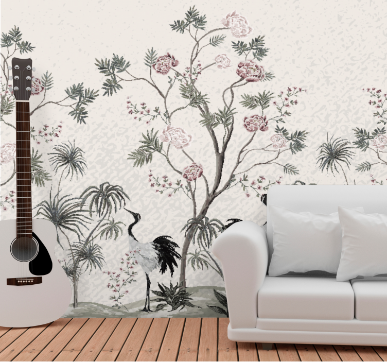 Animals wall mural elegant crane design - TenStickers