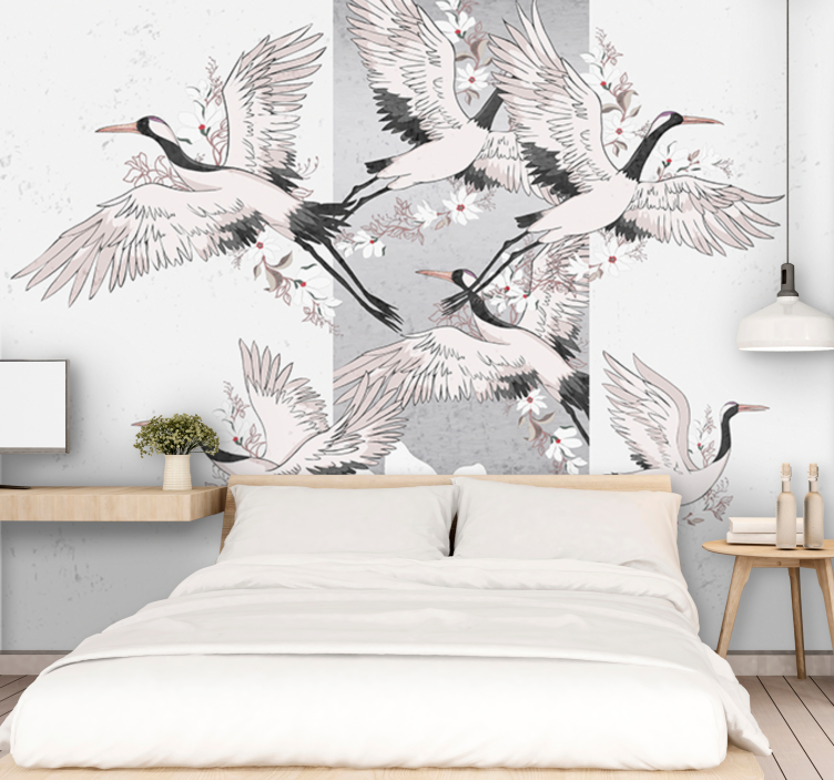 Animals wall mural elegant soaring cranes - TenStickers
