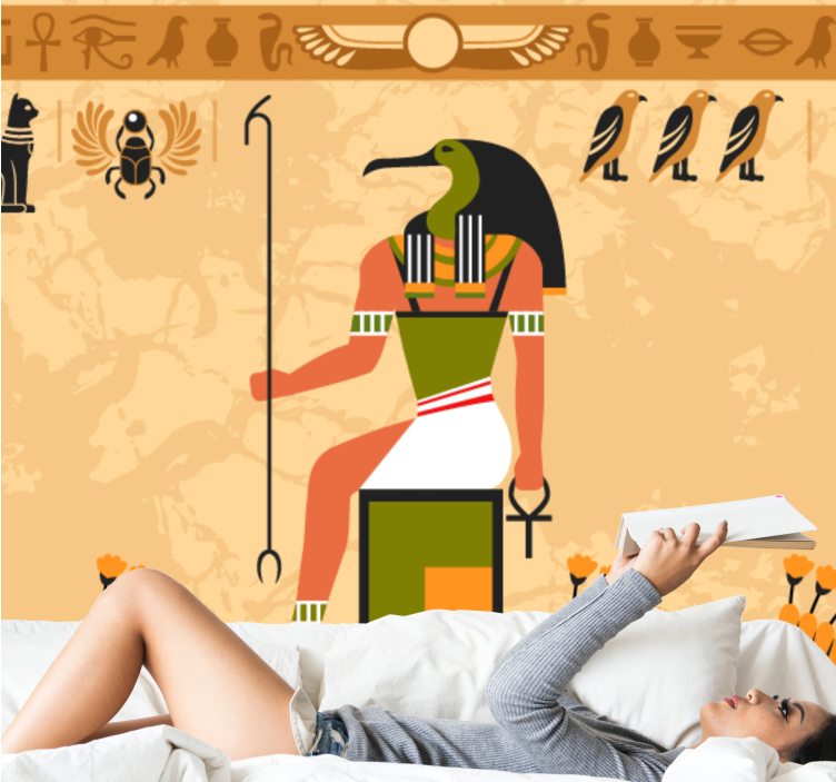 Animals wall mural featuring egyptian god thoth - TenStickers