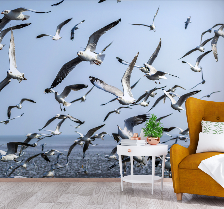 Animals wall mural gulls in flight - TenStickers