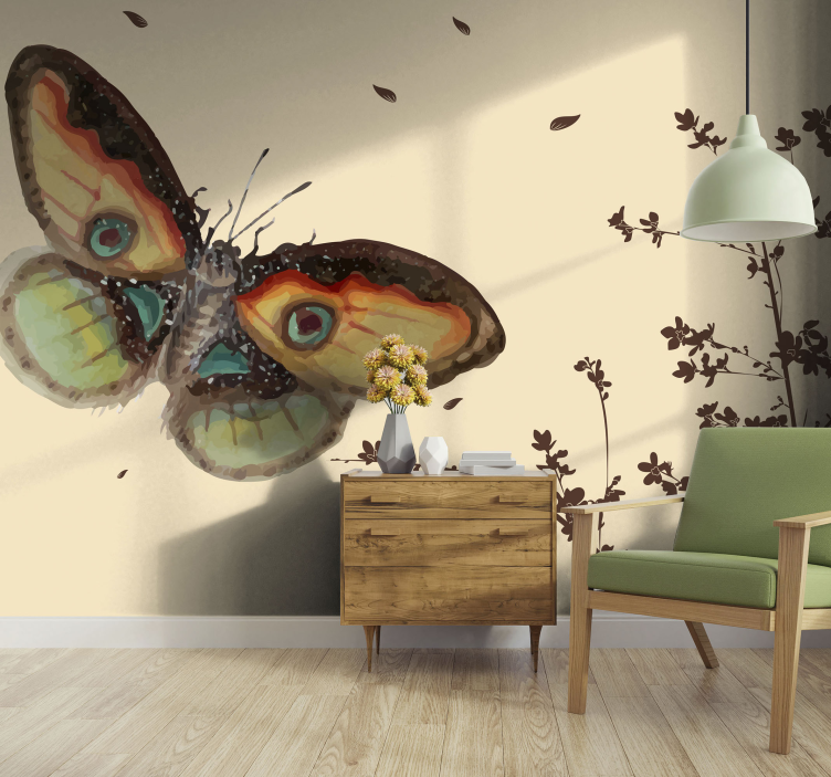 Animals wall mural large butterfly showcase - TenStickers