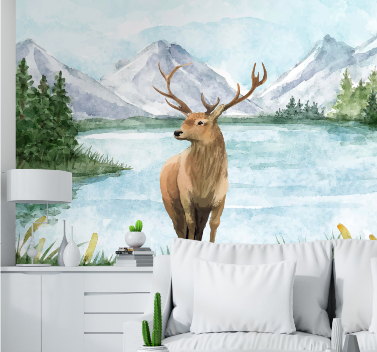 Animals wall mural majestic elk landscape - TenStickers