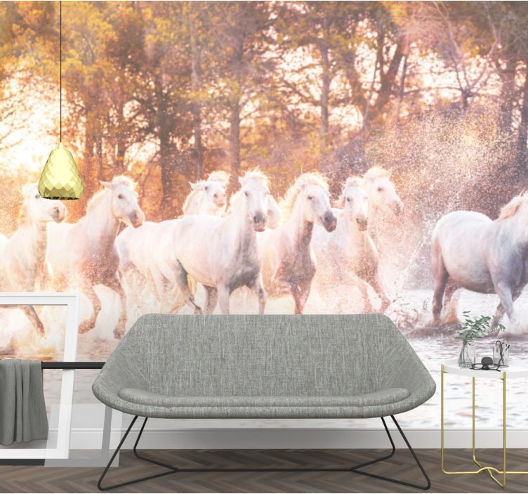 Animals wall mural majestic horses running - TenStickers
