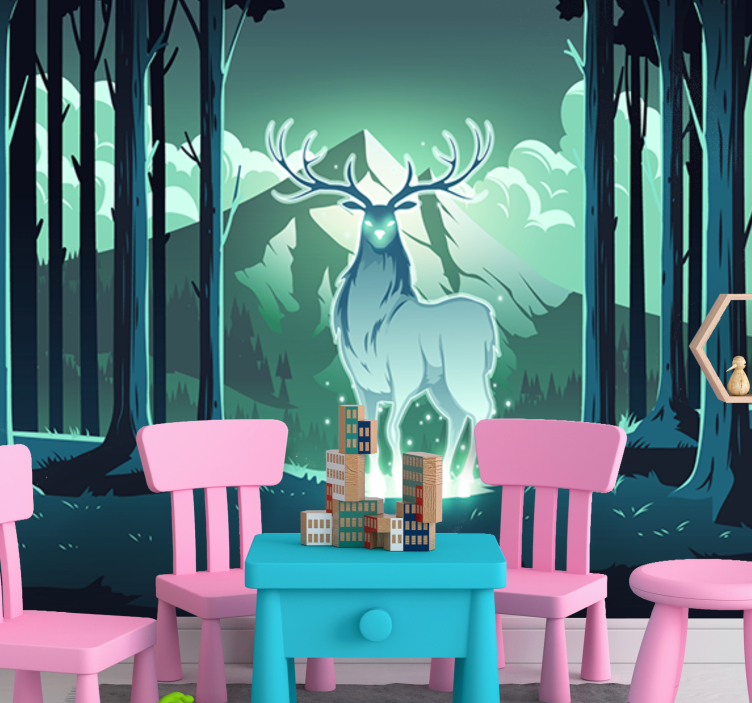 Animals wall mural majestic stag in forest - TenStickers