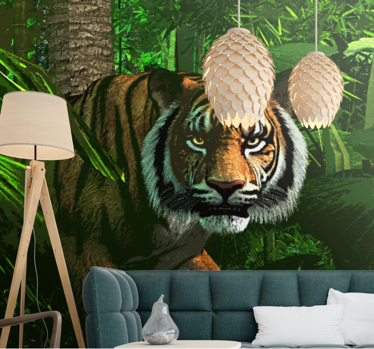 Animals wall mural majestic tiger stalking - TenStickers