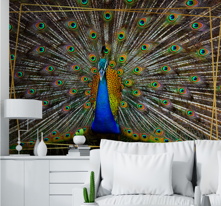 Animals wall mural regal peacock display - TenStickers