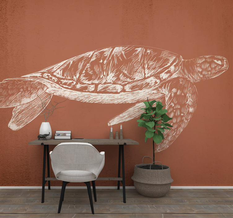 Animals wall mural turtle swimming gracefully - TenStickers