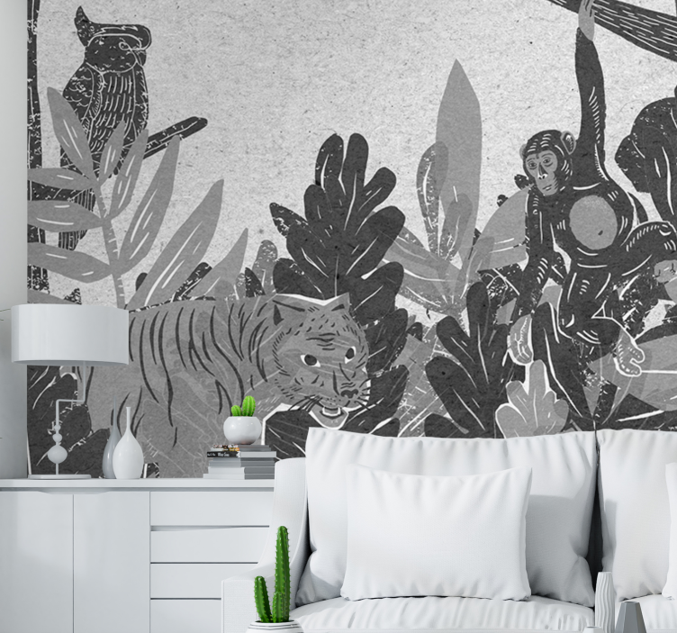 Animals wall mural wildlife exploration scene - TenStickers