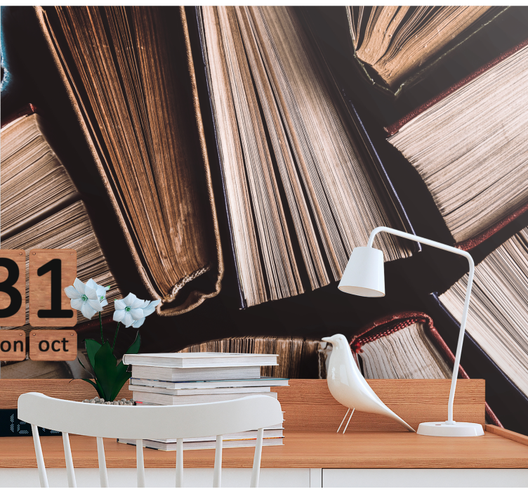 Art wall mural books piled up together - TenStickers