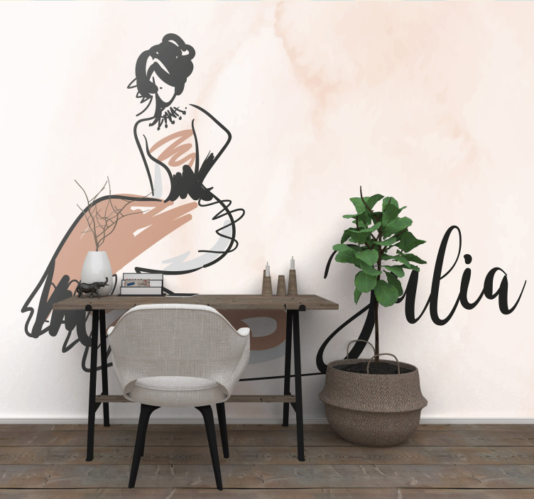 Art wall mural elegant fashion illustration - TenStickers