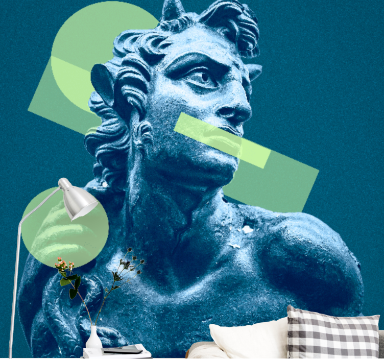 Art wall mural of geometric shape statue - TenStickers