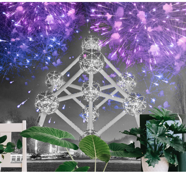 Atomium Fireworks Display city wall mural - TenStickers