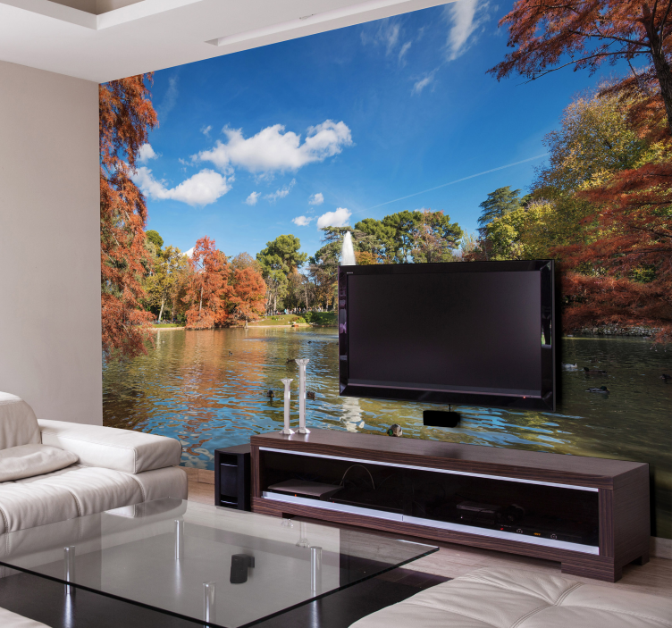 Autumn Lake Scene lake wall mural - TenStickers
