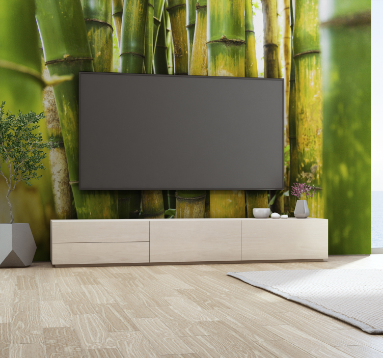 Bamboo Forest Scene living room wall mural - TenStickers