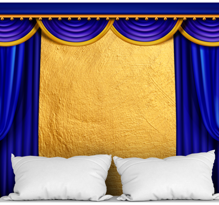 Bed curtains with gold background 3D Wall Mural - TenStickers