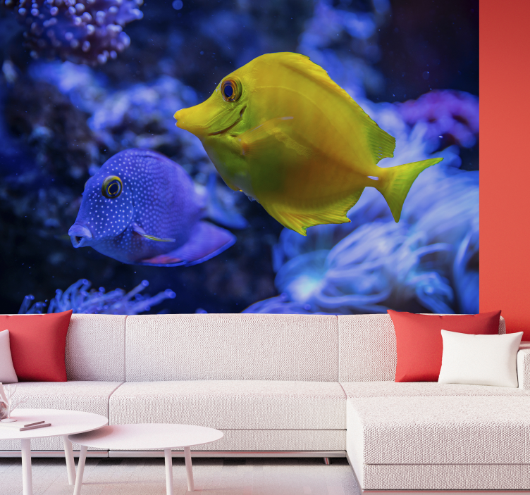 blue and Yellow fishes sea wall mural - TenStickers