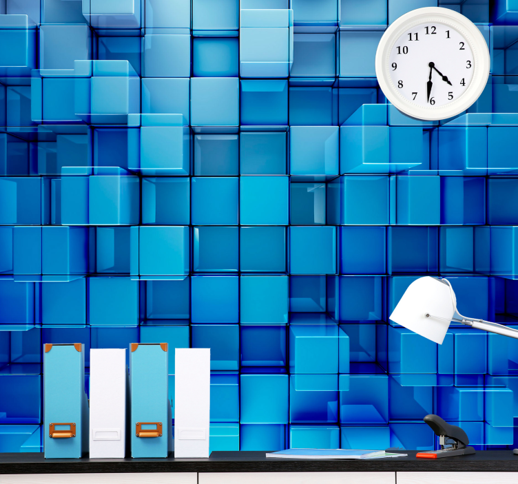 Blue glass cubes 3d effect Wall Mural - TenStickers