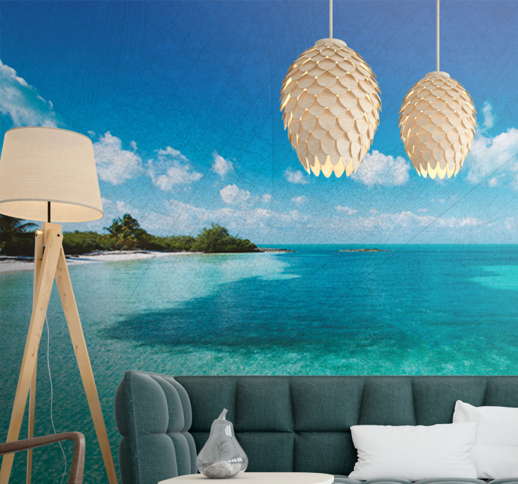 Blue tropical paradise nature wall mural - TenStickers
