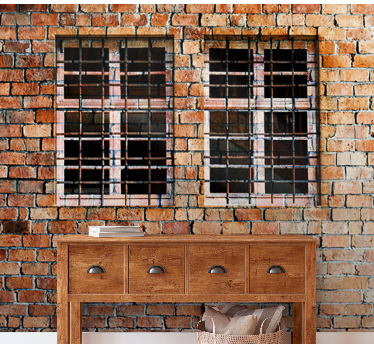 Brick mural wallpaper rustic brick windows - TenStickers