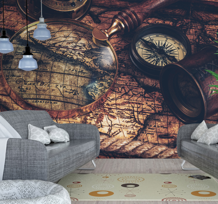 Brown paint world map wall mural - TenStickers