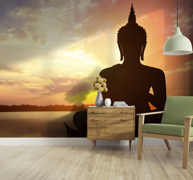Buddha figure sky background buddha wall mural - TenStickers
