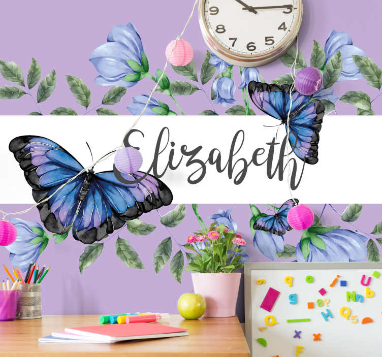 Butterflies and Blooms flower wall mural - TenStickers