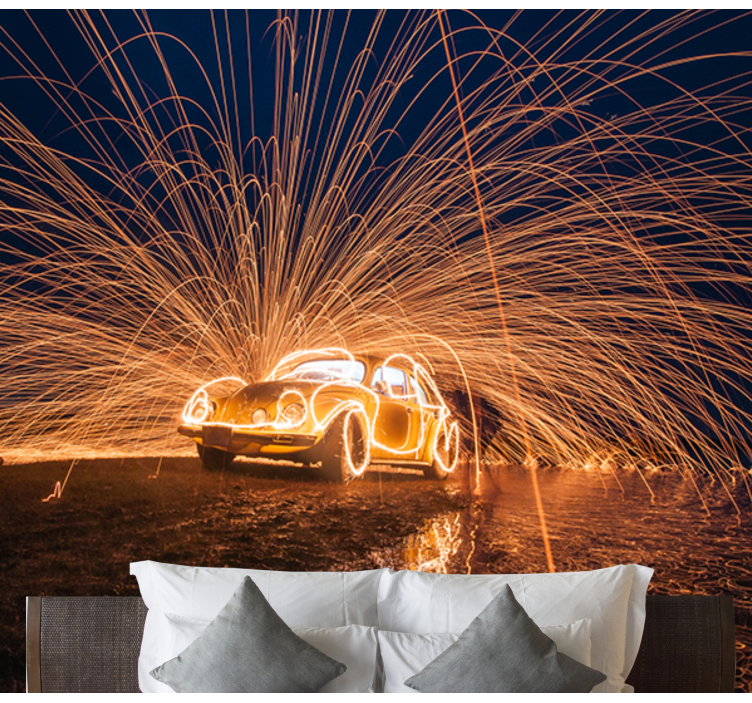 Car on fire 3D Wall Mural - TenStickers