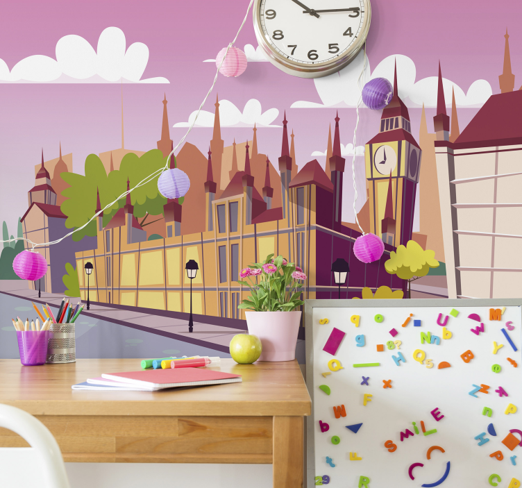 Cartoon Cityscape wall mural london - TenStickers
