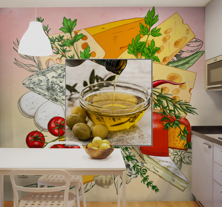 Cheese and Olive Medley wall mural kitchen - TenStickers