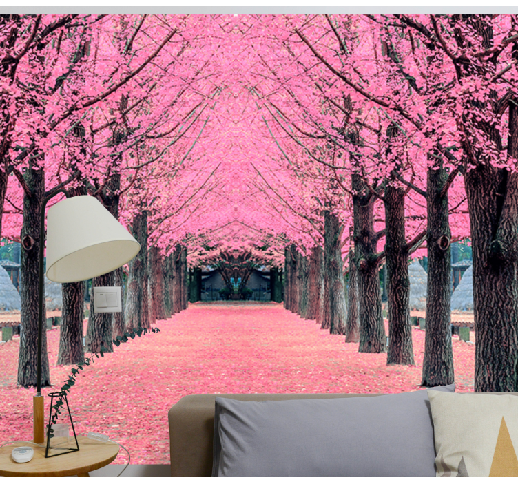 Cherry Blossom Path flower wall mural - TenStickers