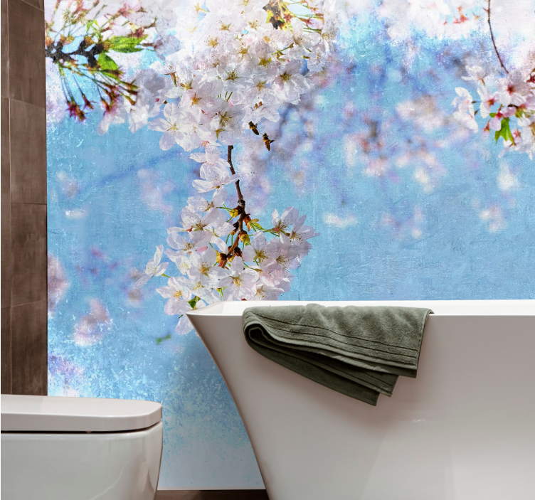 Cherry blossom serenity flower wall mural - TenStickers