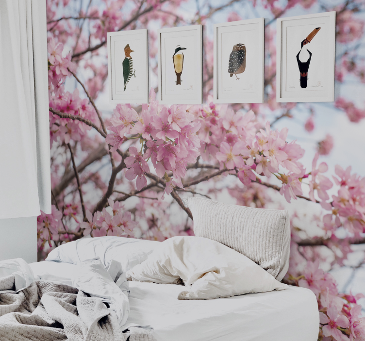 Cherry blossom tree sky background tree mural - TenStickers