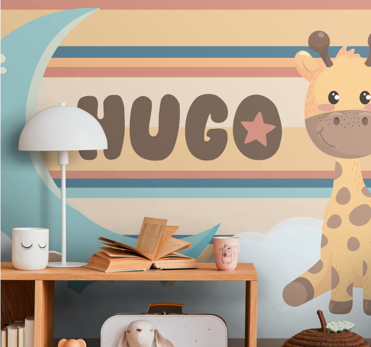 Childrens wall mural adorable giraffe illustration - TenStickers