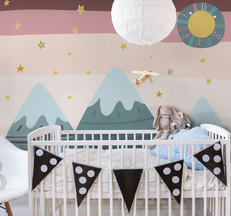 Childrens wall mural mountains and stars - TenStickers