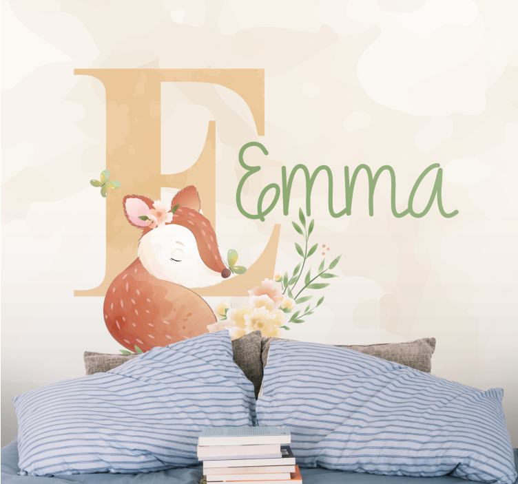 Childrens wall mural personalized fox design - TenStickers