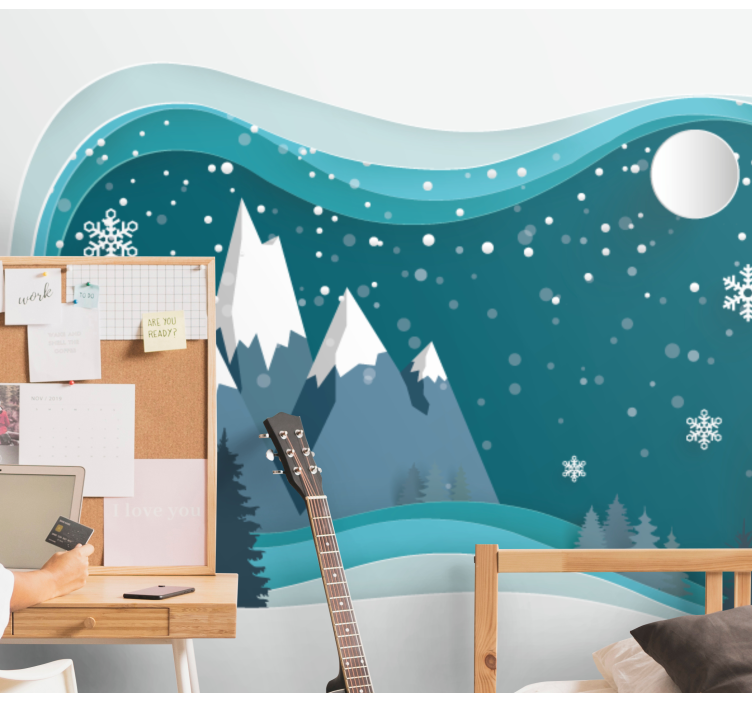 Icy Alpine Landscape wall mural mountain - TenStickers