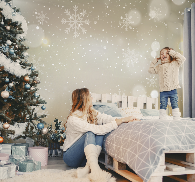 Christmas snowflakes shiny effect wall mural - TenStickers